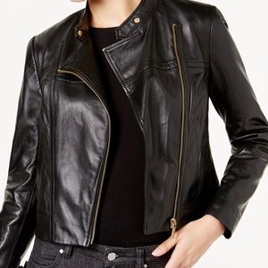 Michael Kors Core of Kors Leather Jacket Petite/S